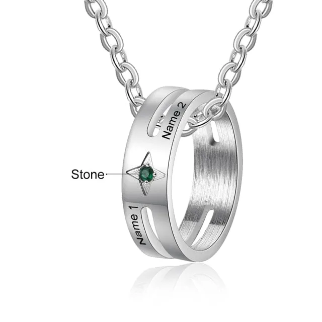 Personalized His and Hers Name Ring Necklace Ashley Jewels Necklaces