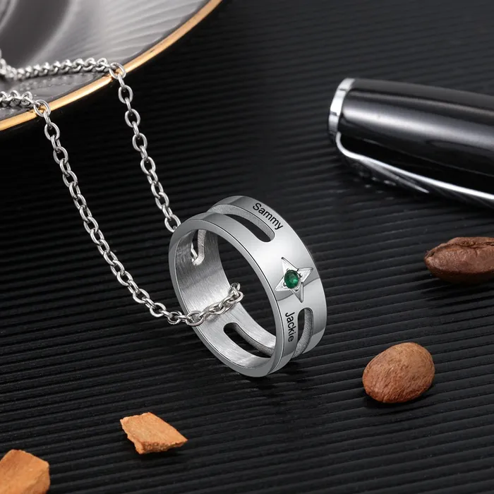 Personalized His and Hers Name Ring Necklace Ashley Jewels Necklaces