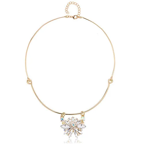 Punk Rhinestone Flower Pendant Hoop Choker Necklace sparklingselections Necklaces Punk Rhinestone Flower Pendant Hoop Choker Necklace sparklingselections Necklaces