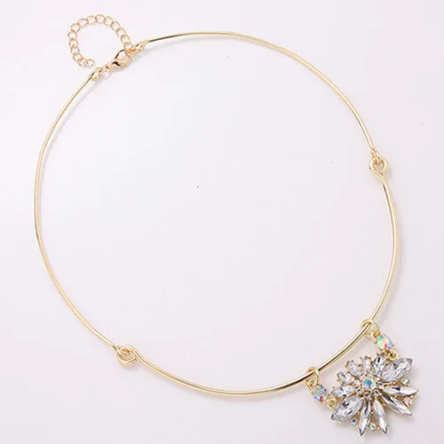 Punk Rhinestone Flower Pendant Hoop Choker Necklace sparklingselections Necklaces Punk Rhinestone Flower Pendant Hoop Choker Necklace sparklingselections Necklaces