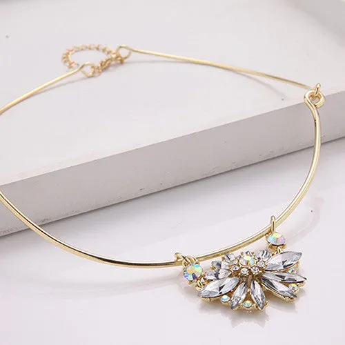 Punk Rhinestone Flower Pendant Hoop Choker Necklace sparklingselections Necklaces Punk Rhinestone Flower Pendant Hoop Choker Necklace sparklingselections Necklaces