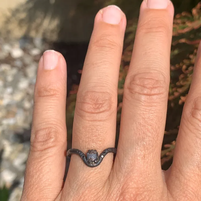 Raw Diamond Kindling stacking ring number 7 in Sterling silver Emily Amey Jewelry Rings