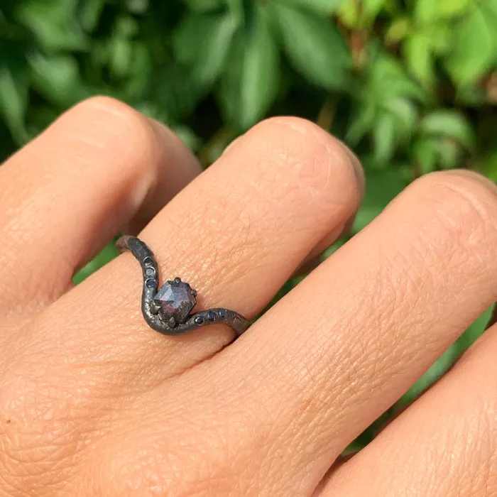 Raw Diamond Kindling stacking ring number 7 in Sterling silver Emily Amey Jewelry Rings
