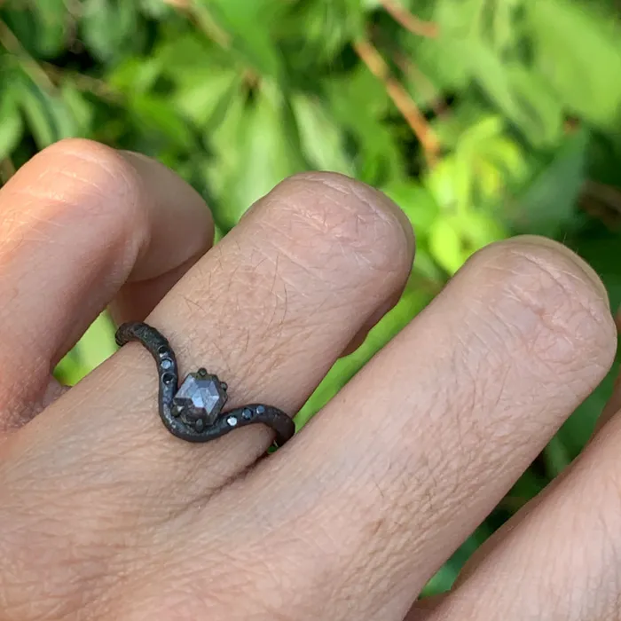 Raw Diamond Kindling stacking ring number 7 in Sterling silver Emily Amey Jewelry Rings
