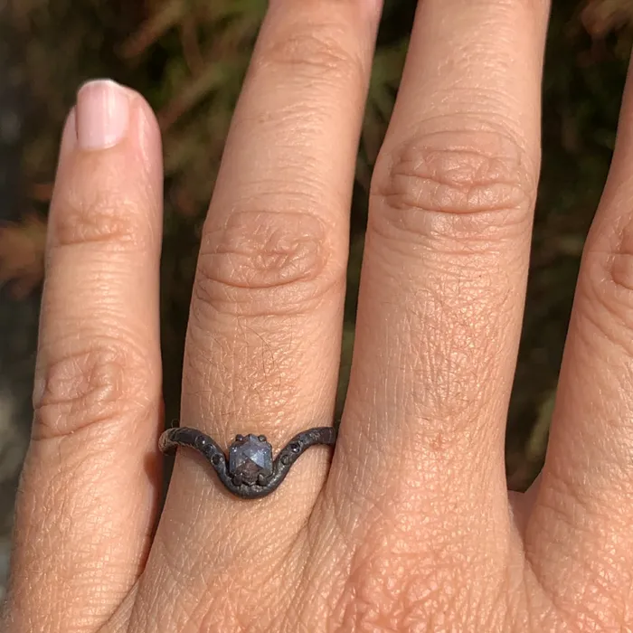 Raw Diamond Kindling stacking ring number 7 in Sterling silver Emily Amey Jewelry Rings