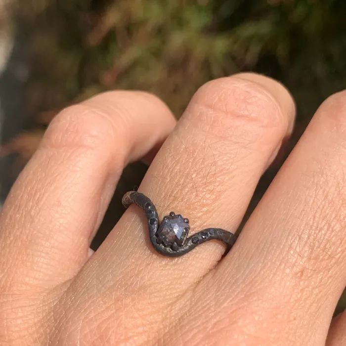 Raw Diamond Kindling stacking ring number 7 in Sterling silver Emily Amey Jewelry Rings