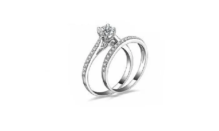 Rings 2Pcs Set Cubic Zirconia Silver Plated Engagement Wedding Ring sparklingselections Rings 2Pcs Set Cubic Zirconia Silver Plated Engagement Wedding Ring sparklingselections