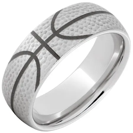 Rings Elisa Ilana Serinium Domed Band with Basketball Laser Engraving