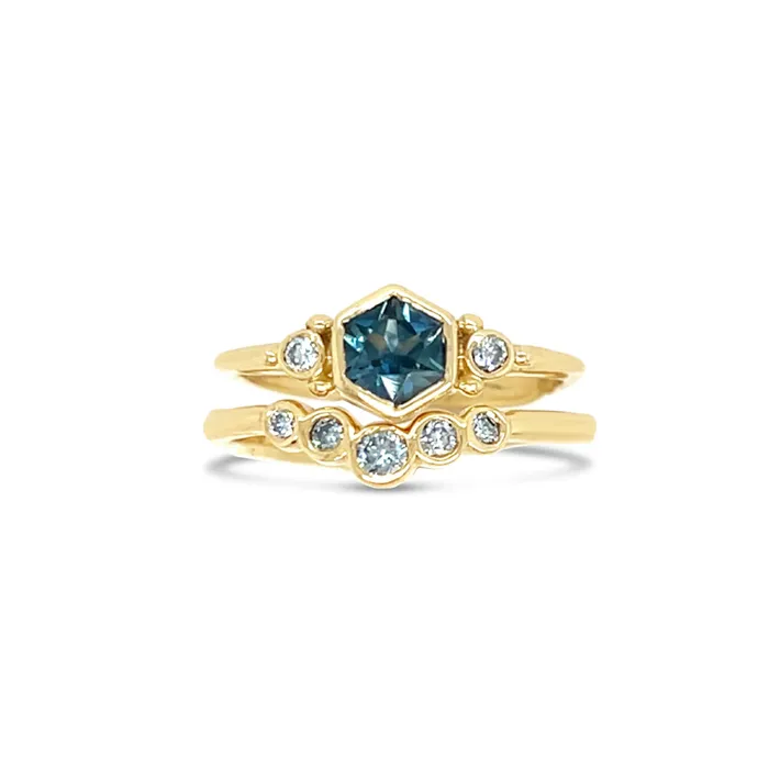 Rings Emily Amey Jewelry Montana Sapphire Hexagon Ring in 14k gold