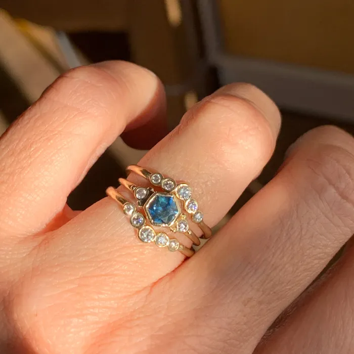 Rings Emily Amey Jewelry Montana Sapphire Hexagon Ring in 14k gold
