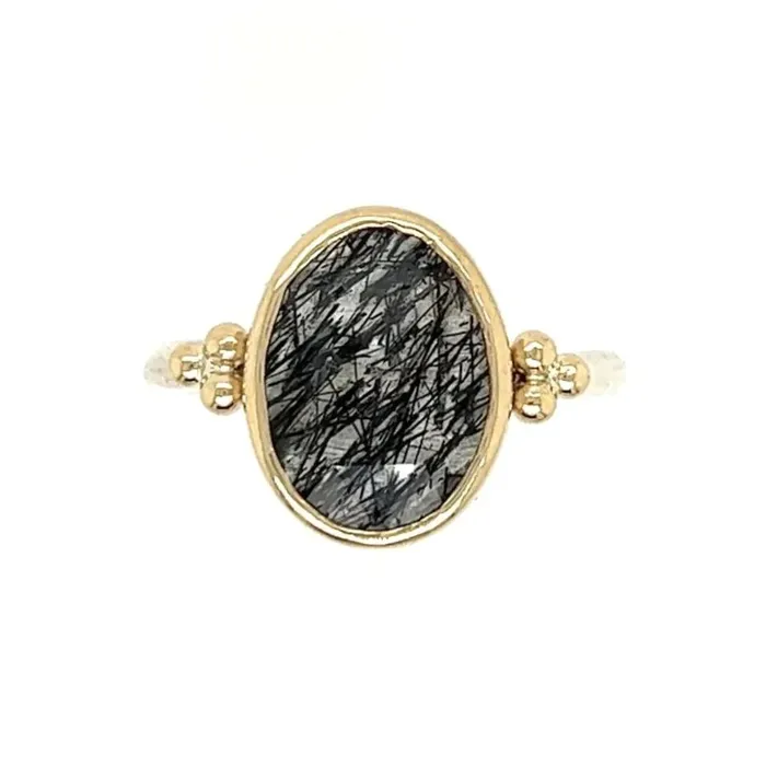 Rings Emily Amey Jewelry Tourmalinated Quartz Ring in 14k gold and sterling silver Rings Emily Amey Jewelry Tourmalinated Quartz Ring in 14k gold and sterling silver