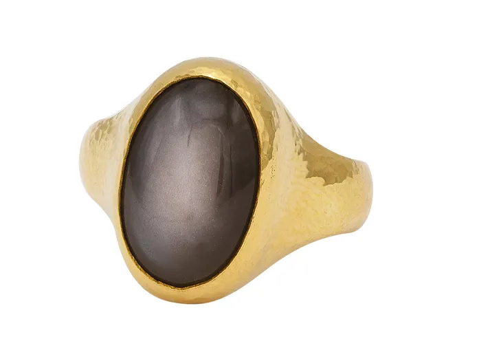 Rings GG GOLD OOAK GURHAN Rune Gold Moonstone Cocktail Ring 16x11mm Oval on Graduated Band Rings GG GOLD OOAK GURHAN Rune Gold Moonstone Cocktail Ring 16x11mm Oval on Graduated Band