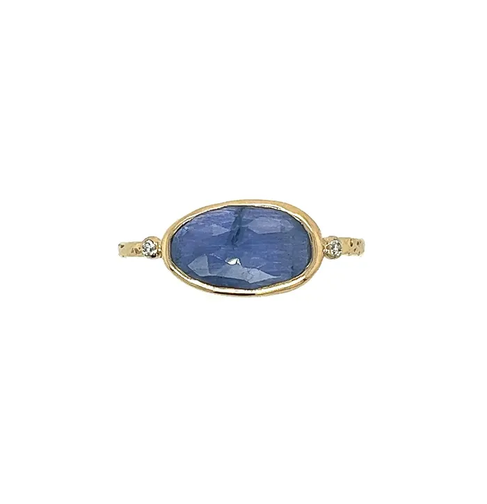 Rings Iolite ring with Diamonds in 14k yellow gold Emily Amey Jewelry