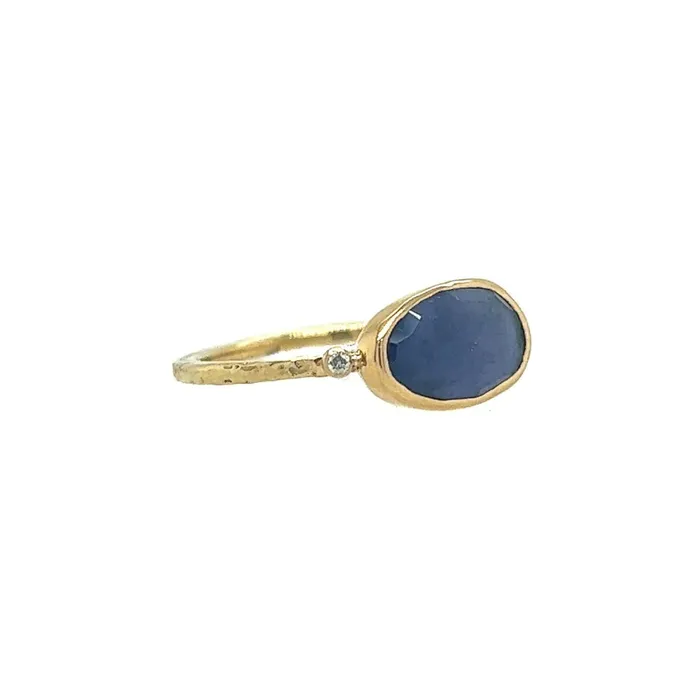 Rings Iolite ring with Diamonds in 14k yellow gold Emily Amey Jewelry