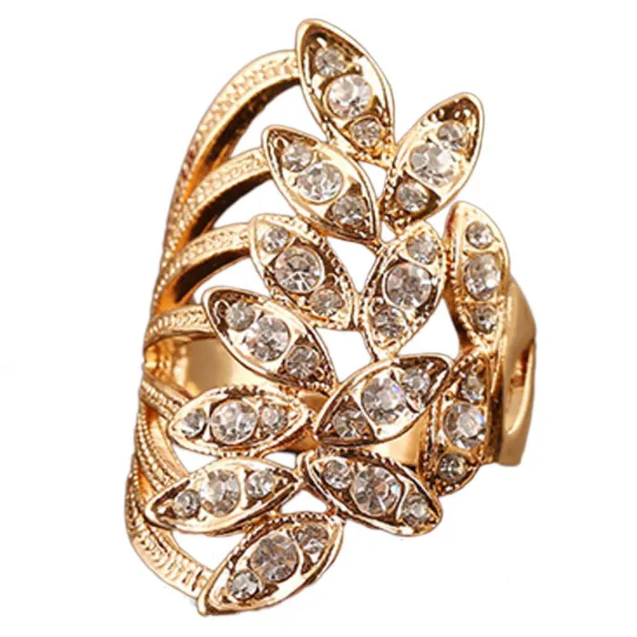 Rings sparklingselections Cross LEAVES Silver Ring for Women