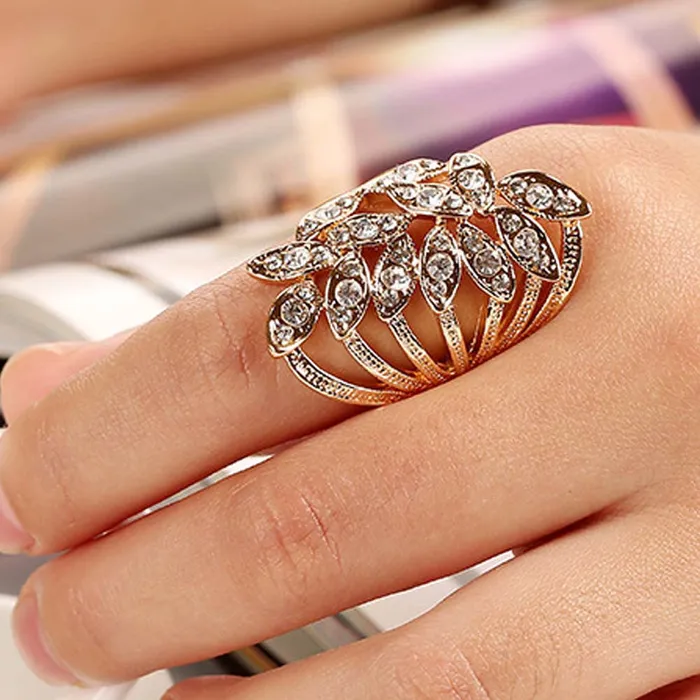 Rings sparklingselections Cross LEAVES Silver Ring for Women Rings sparklingselections Cross LEAVES Silver Ring for Women
