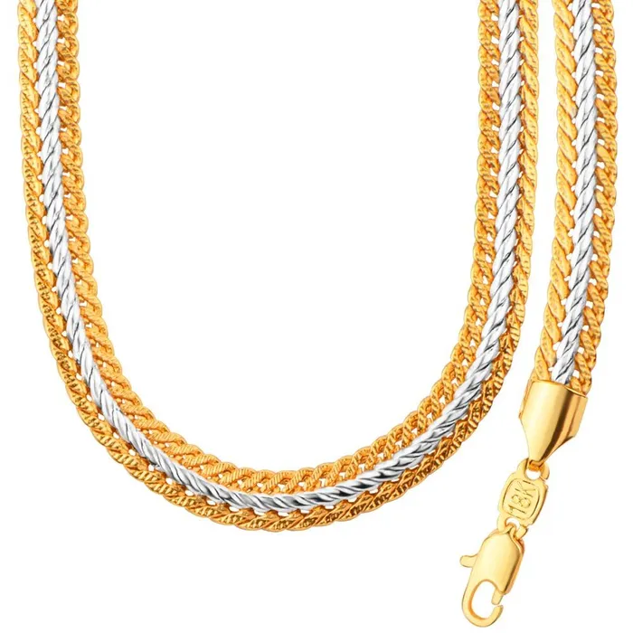 Rings sparklingselections New Stylish Two Tone Gold Color Chain Jewelry Set Rings sparklingselections New Stylish Two Tone Gold Color Chain Jewelry Set