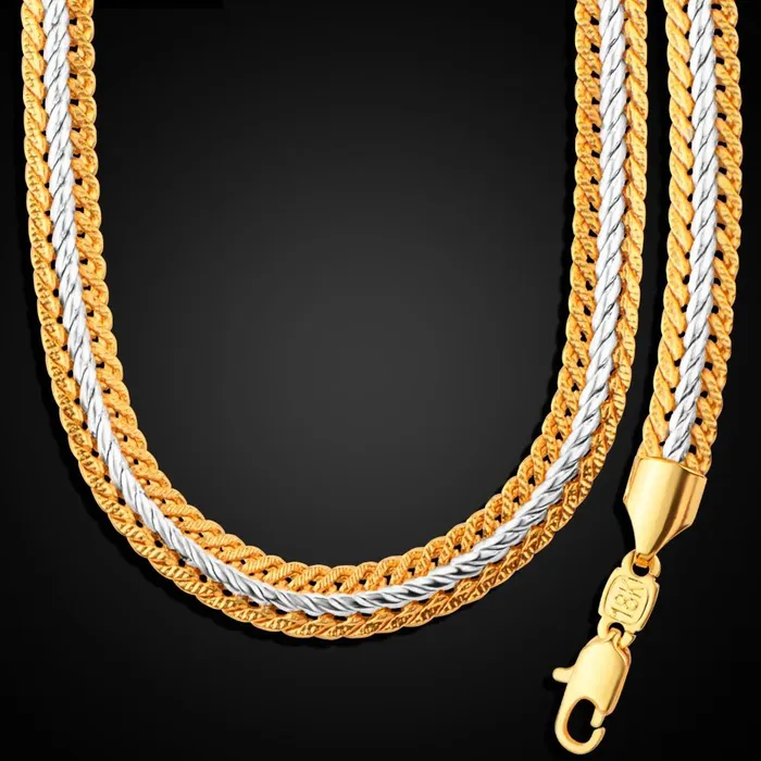Rings sparklingselections New Stylish Two Tone Gold Color Chain Jewelry Set Rings sparklingselections New Stylish Two Tone Gold Color Chain Jewelry Set