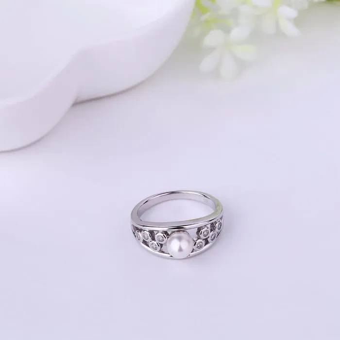 Rings sparklingselections Silver Ring with Pearl for Women Rings sparklingselections Silver Ring with Pearl for Women