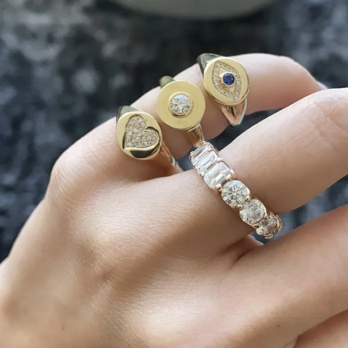 Solitaire Diamond Signet Ring Alev Collection Rings
