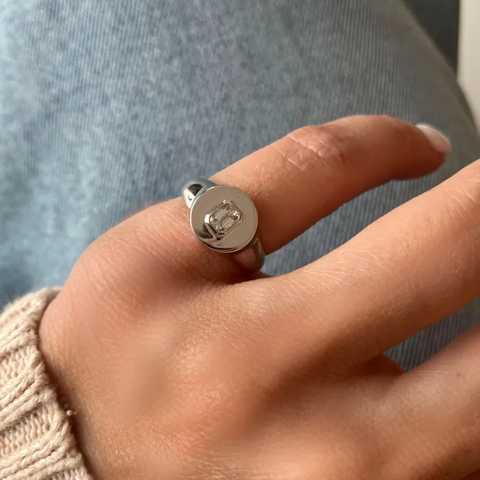 Solitaire Diamond Signet Ring Alev Collection Rings