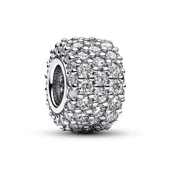 Sparkling Pav Triplerow Charm Pandora Charm Necklaces
