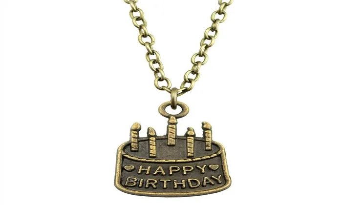 sparklingselections Birthday Cake Pendant Link Chain Necklace For Women Necklaces sparklingselections Birthday Cake Pendant Link Chain Necklace For Women Necklaces