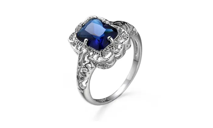 sparklingselections Blue Silver Plated Ring Rings