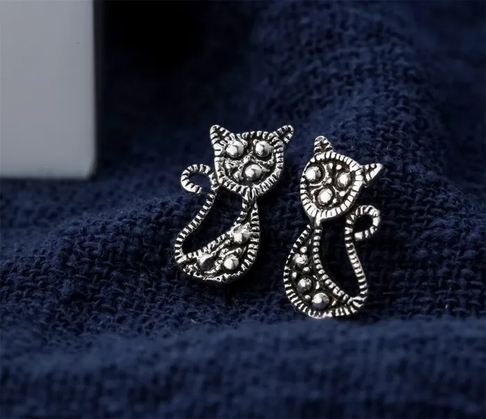 sparklingselections Earrings Sterling Silver Cat Stud Earrings for Women sparklingselections Earrings Sterling Silver Cat Stud Earrings for Women