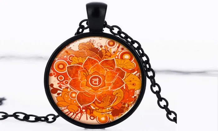sparklingselections Mandala Flower Dome Charm Pendant Necklace Necklaces