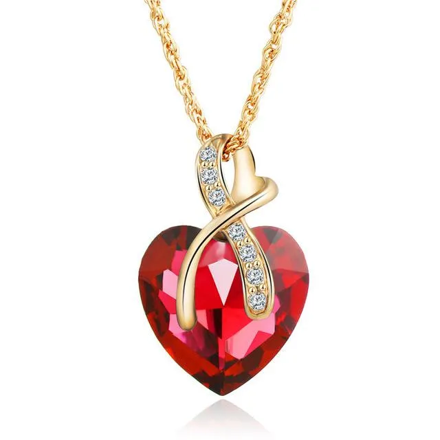 sparklingselections Necklaces Crystal Heart Pendant Necklace For Women