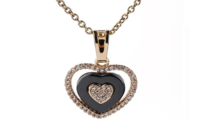 sparklingselections Necklaces Rose Gold Three Concentric Love Heart Cubic Zircon Pendant Necklaces sparklingselections Necklaces Rose Gold Three Concentric Love Heart Cubic Zircon Pendant Necklaces