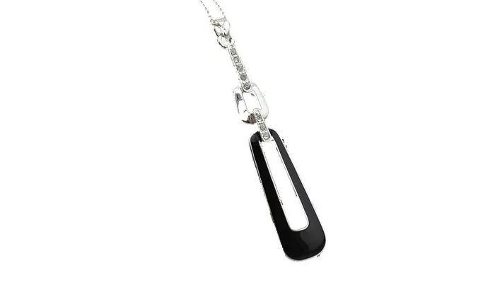 sparklingselections Necklaces Silver Tone Black Glaze Pendant Necklace For Women sparklingselections Necklaces Silver Tone Black Glaze Pendant Necklace For Women