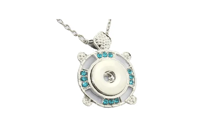 sparklingselections Newest Crystal Turtle Metal Snap Button Pendant Necklace Necklaces sparklingselections Newest Crystal Turtle Metal Snap Button Pendant Necklace Necklaces