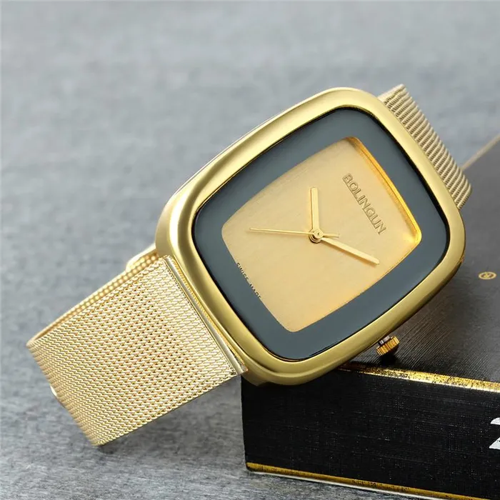 sparklingselections PreStyled Sets Women Gold Rectangle Wristwatch sparklingselections PreStyled Sets Women Gold Rectangle Wristwatch