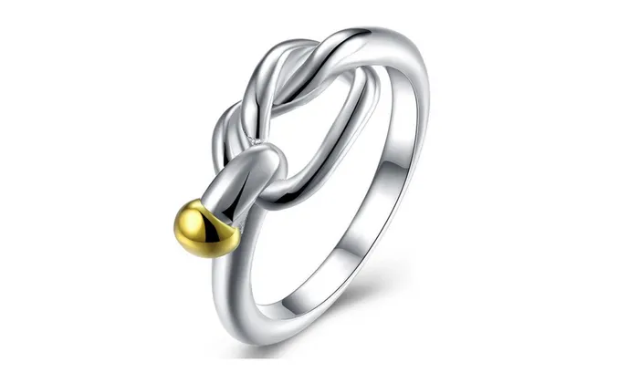 sparklingselections Rings Ball Knot Shape Silver Plated Ring 8