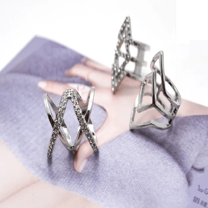sparklingselections Rings Trendy Punk Style Silver Color Geometric Ring Set sparklingselections Rings Trendy Punk Style Silver Color Geometric Ring Set