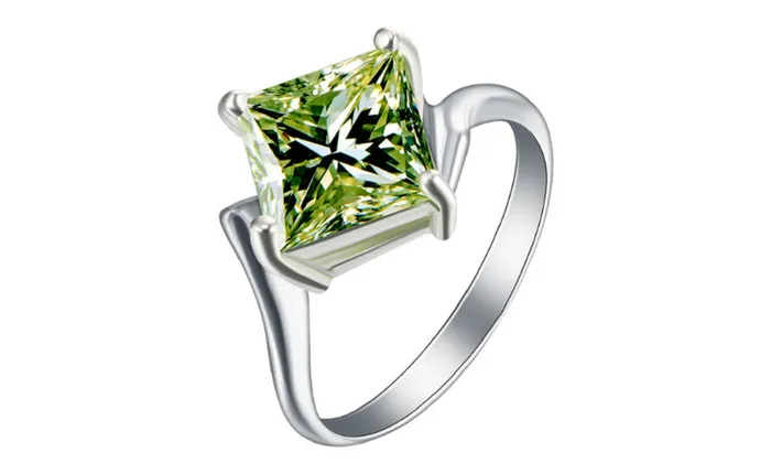 sparklingselections Rings Vintage Platinum plated Green Stone crystal Ring for Women 7 sparklingselections Rings Vintage Platinum plated Green Stone crystal Ring for Women 7