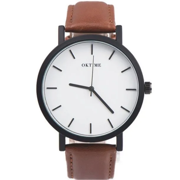 Watches sparklingselections Men Alloy Steel Dial Leather Analog Quartz Watch