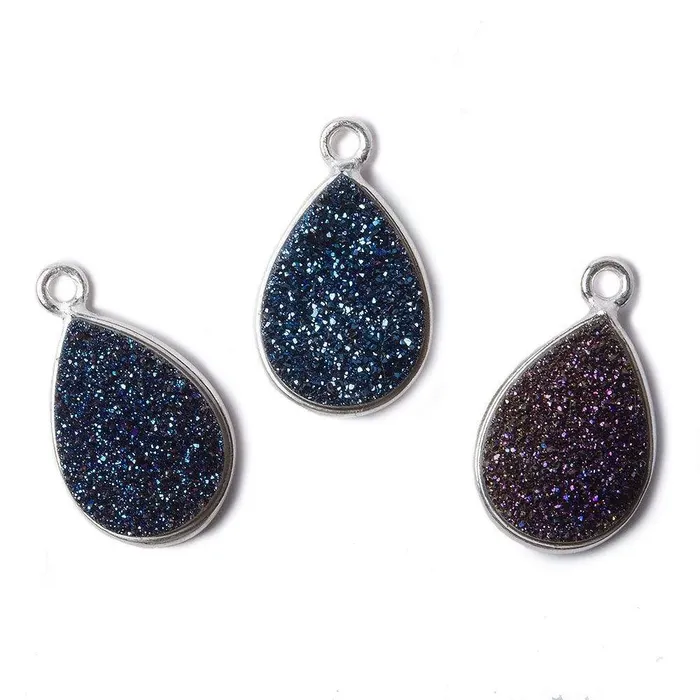15x11mm Silver Bezel Mystic Aegean Blue Drusy Pear Pendant 1 piece Beadsofcambaycom Necklaces 15x11mm Silver Bezel Mystic Aegean Blue Drusy Pear Pendant 1 piece Beadsofcambaycom Necklaces