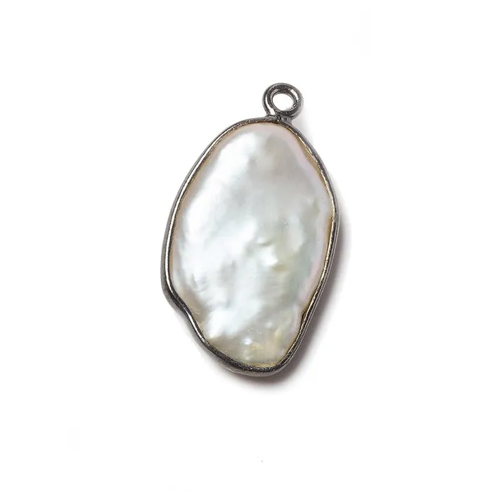 20x12mm Black Gold Bezeled Rose White Keshi Pearl Pendant 5 piece Beadsofcambaycom Necklaces 20x12mm Black Gold Bezeled Rose White Keshi Pearl Pendant 5 piece Beadsofcambaycom Necklaces