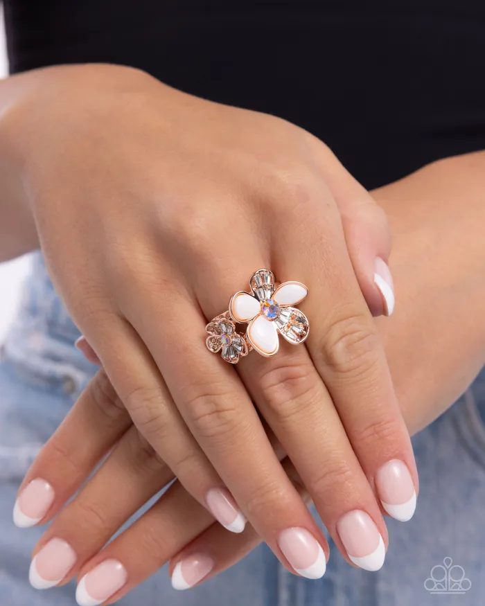A Dizzy SHELL Rose Gold Ring Jewelry by Bretta Paparazzi Accessories Rings