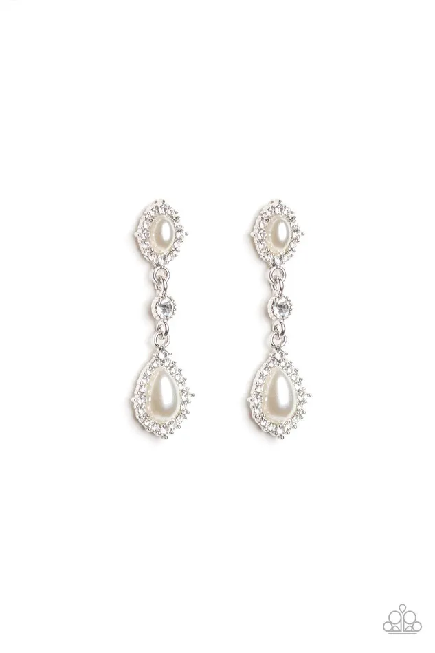 AllGLOWING White Earrings Jewelry By Bretta Paparazzi Accessories Earrings