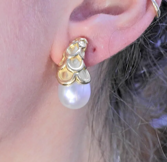 Angela Cummings Earrings Angela Cummings Gold South Sea Pearl Earrings