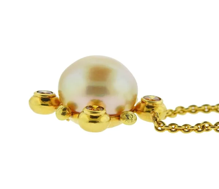 Assael Prince Dimitri Fancy Diamond South Sea Pearl Pendant Necklace Prince Dimitri Necklaces