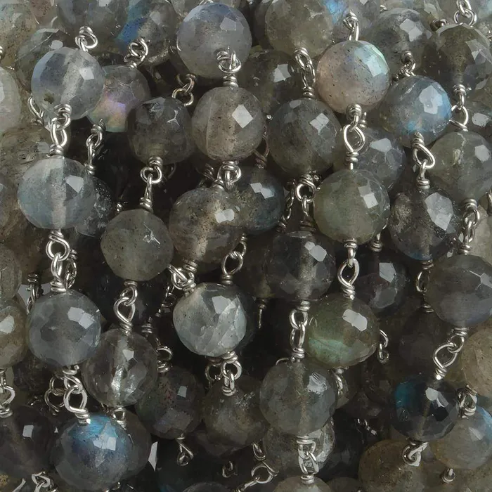 Beadsofcambaycom 65mm Labradorite faceted round 925 Silver Chain by the foot 24 pieces Rings Beadsofcambaycom 65mm Labradorite faceted round 925 Silver Chain by the foot 24 pieces Rings