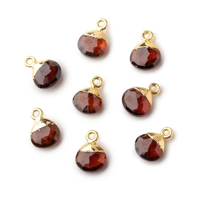 Beadsofcambaycom 8mm Gold Leafed Hessonite Garnet faceted heart 1 focal bead Necklaces Beadsofcambaycom 8mm Gold Leafed Hessonite Garnet faceted heart 1 focal bead Necklaces