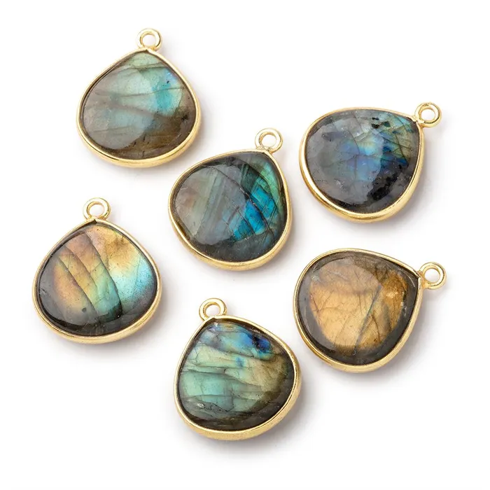 Beadsofcambaycom Necklaces 17mm Vermeil Bezel Labradorite Plain Heart Pendant 1 piece Beadsofcambaycom Necklaces 17mm Vermeil Bezel Labradorite Plain Heart Pendant 1 piece