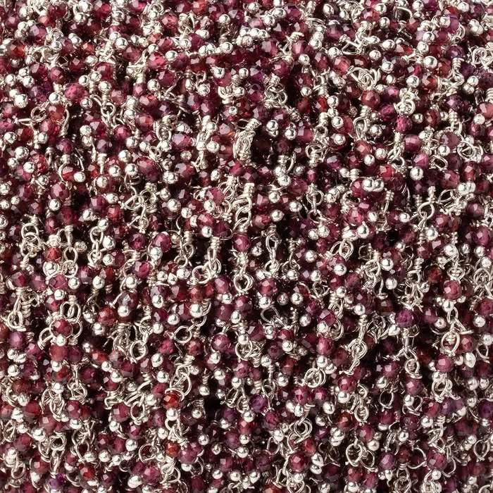 Beadsofcambaycom Necklaces 2mm Rhodolite Garnet Micro Faceted Rounds on Silver Plated Dangling Chain Beadsofcambaycom Necklaces 2mm Rhodolite Garnet Micro Faceted Rounds on Silver Plated Dangling Chain