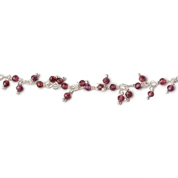 Beadsofcambaycom Necklaces 2mm Rhodolite Garnet Micro Faceted Rounds on Silver Plated Dangling Chain Beadsofcambaycom Necklaces 2mm Rhodolite Garnet Micro Faceted Rounds on Silver Plated Dangling Chain